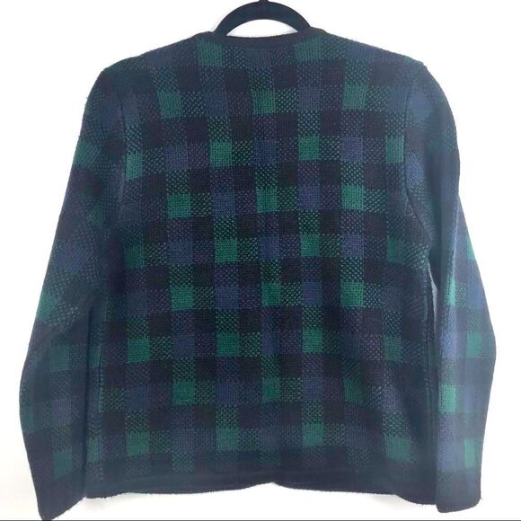 Crystal-Kobe early 2000’s Navy and Green Plaid Soft Knit Blazer Jacket - Picture 9 of 12